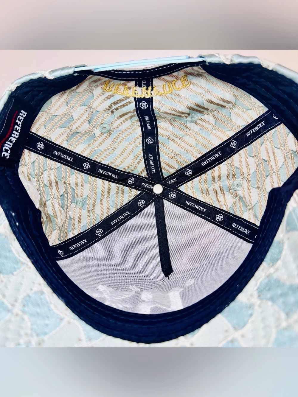Reference Brand Luxe Woven Snapback Hat - Blue Snake Scale Pattern w/ Embroidere